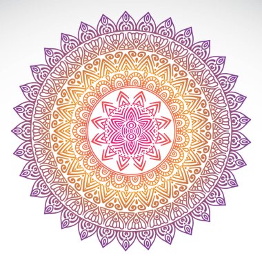 Beyaz izole zemin üzerine yuvarlak degrade mandala