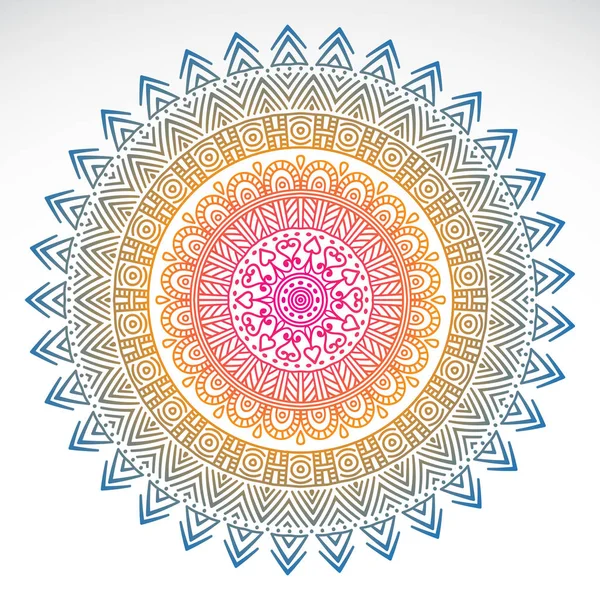 Forduló színátmenetes mandala elszigetelt fehér alapon — Stock Vector