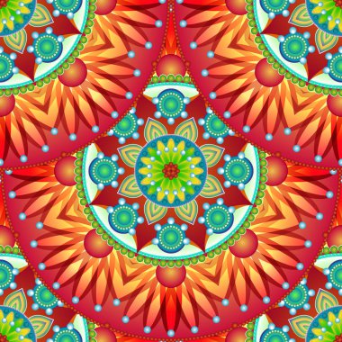 Mandala desenle kesintisiz renkli patchwork