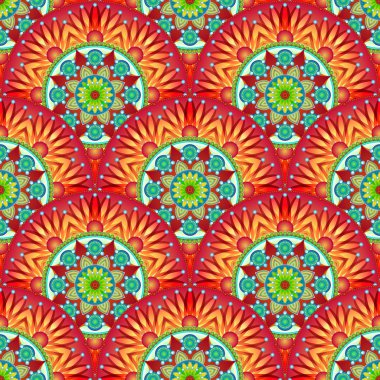 Kesintisiz renkli patchwork. Mandalalar üzerinden mozaik çini