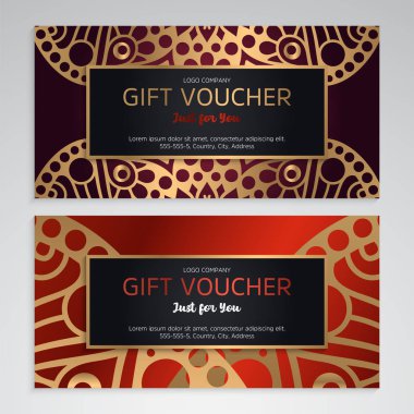 Vektör lüks kırmızı hediye kuponları ayarla