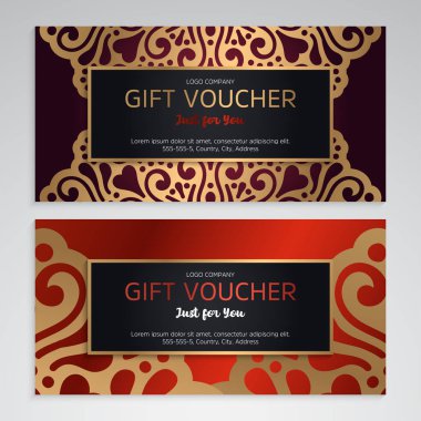 Vektör lüks kırmızı hediye kuponları ayarla