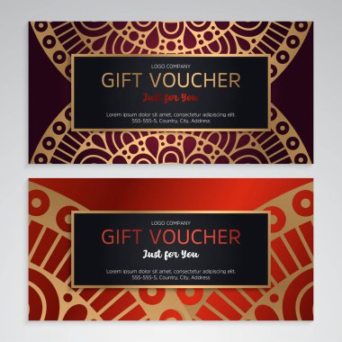 Vektör lüks kırmızı hediye kuponları ayarla