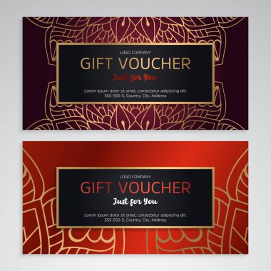 Vektör lüks kırmızı hediye kuponları ayarla