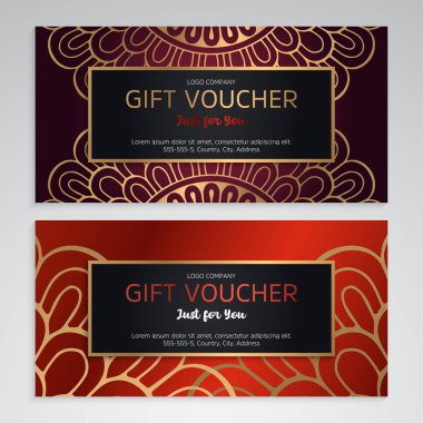 Vektör lüks kırmızı hediye kuponları ayarla