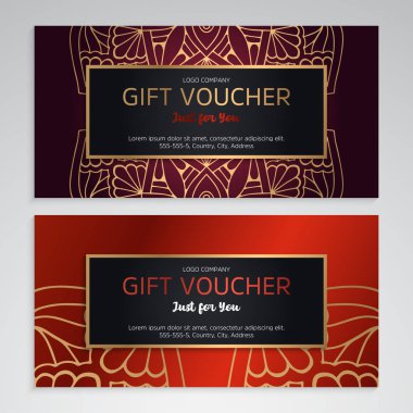 Vektör lüks kırmızı hediye kuponları ayarla