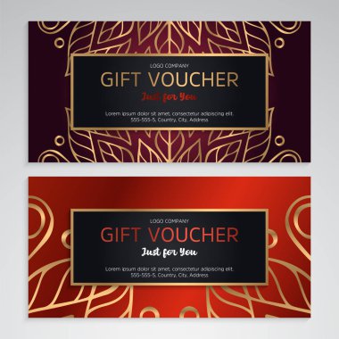 Vektör lüks kırmızı hediye kuponları ayarla