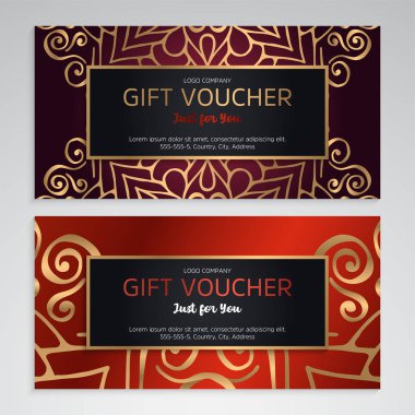 Vektör lüks kırmızı hediye kuponları ayarla