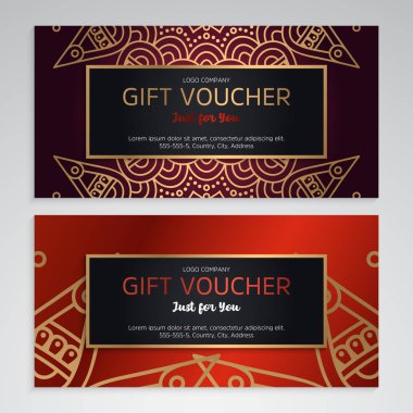 Vektör lüks kırmızı hediye kuponları ayarla