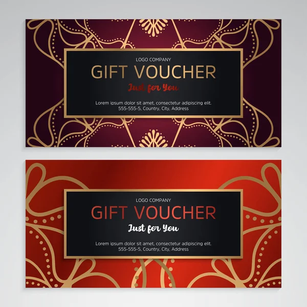 Vector set of luxury red gift vouchers — Stock Vector