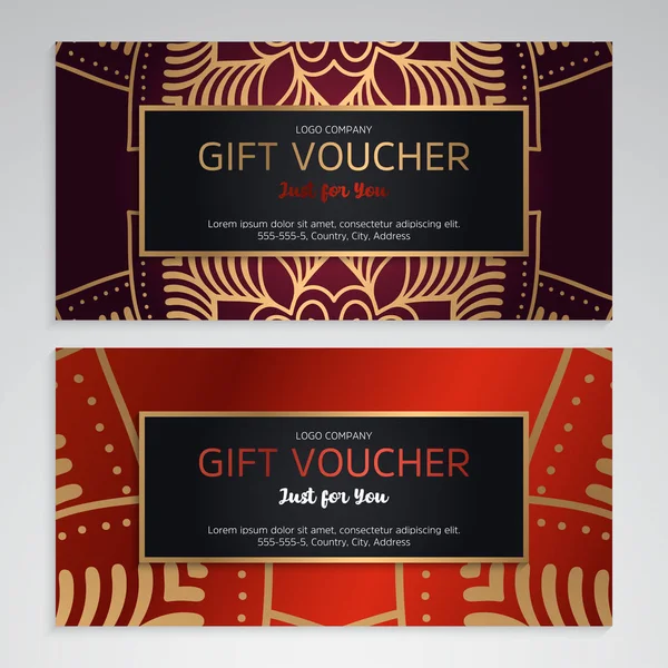 Vektör lüks kırmızı hediye kuponları ayarla