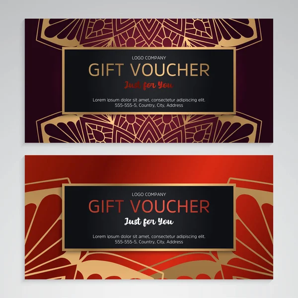 Vector set of luxury red gift vouchers — Stock Vector