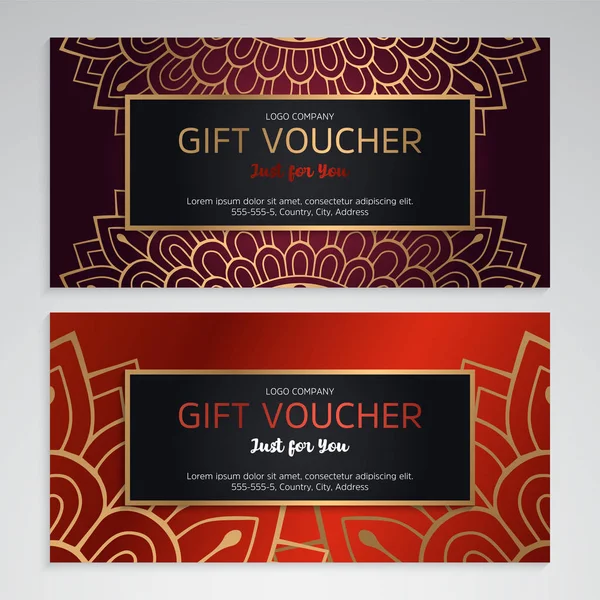 Vector set of luxury red gift vouchers — Stock Vector