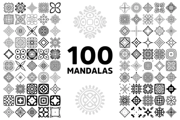 Establecer patrón de ornamento redondo. Mandalas vectoriales — Archivo Imágenes Vectoriales