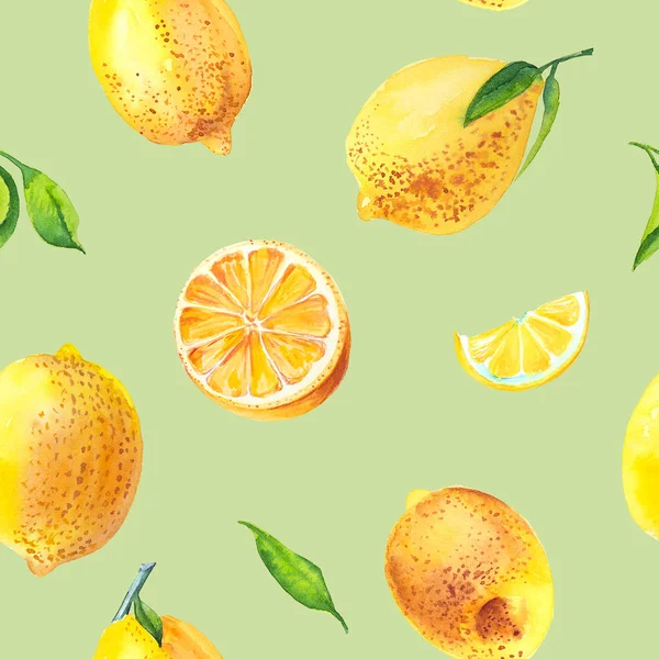 Nahtlose Muster Aquarell Frische Früchte Zitrone Illustration — Stockfoto