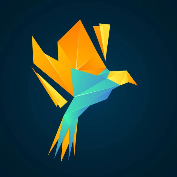 Logotipo Pássaro Baixo Gradiente Colorido Geométrico Poli — Vetor de Stock