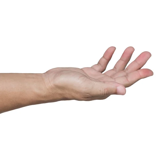 Mão Aberta Isolada Branco — Fotografia de Stock