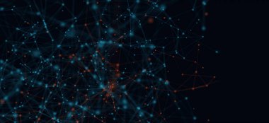 Bulanık soyut 3d Soyut Arkaplan Mavi Ağ Konsepti. Gelecekteki geçmiş teknolojisi kavramı. Büyük veriler..