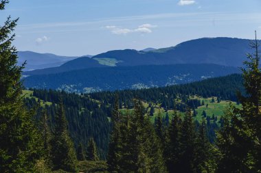 dağ doruklarına yeşillik ve Karpatlar lanscapes karda