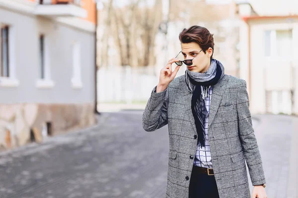 Stylish Bussines Man Sunglasses Street — Stock Photo, Image