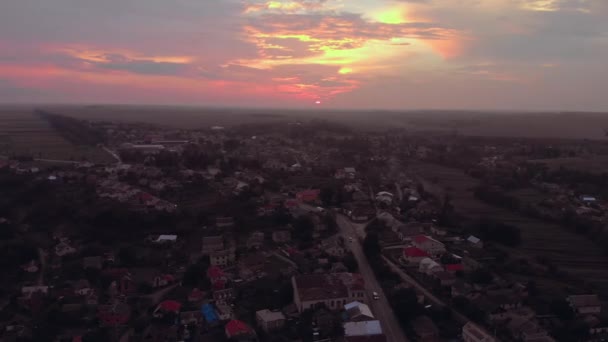 Airial Drone Kota Musim Panas Matahari Terbenam Timelapse — Stok Video