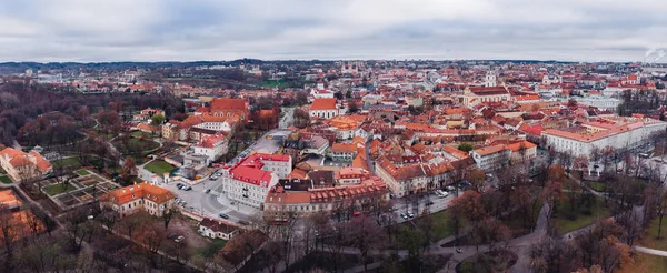 Vilnius Litauen Blick Auf Die Altstadt Bei Bewölktem Wetter Luftdrohne — Stockfoto