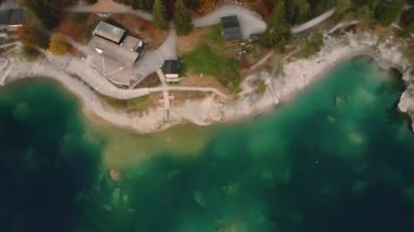 Flims Caumasee Alp Dağları, 4k, havadan görünümü