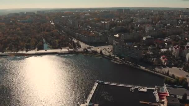 Lotnicze Latają Nad Wody Słoneczny Dzień — Wideo stockowe