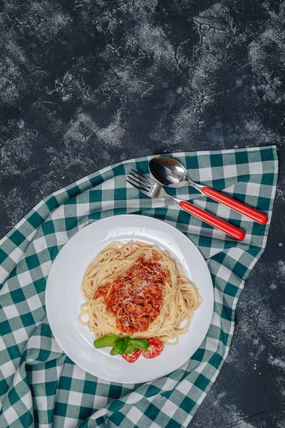 Smakelijke Italiaanse Pasta Met Vlees Rechtenvrije Stockfoto's