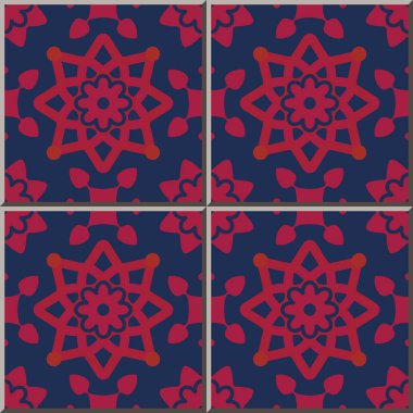 Seramik döşeme deseni Star yuvarlak çapraz çiçek çerçeve, oryantal iç döşeme duvar süsleme zarif şık tasarım