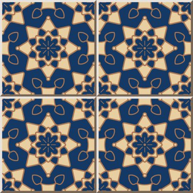 Seramik döşeme deseni Yuvarlak eğrisi Star çapraz çerçeve çiçek, oryantal iç döşeme duvar süsleme zarif şık tasarım