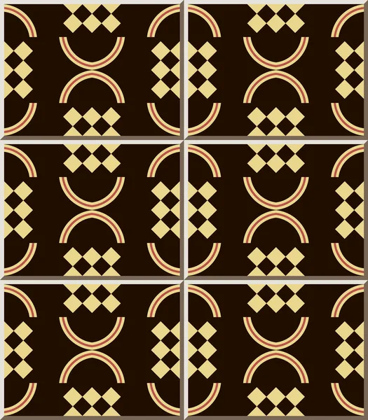 Керамический Рисунок Плитки Кривая Полукруглая Круглая Проверка Геометрия Восточный Орнамент — стоковый вектор