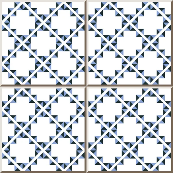 Modello Piastrelle Ceramica Triangolo Check Cross Geometry Frame Ornamento Orientale — Vettoriale Stock