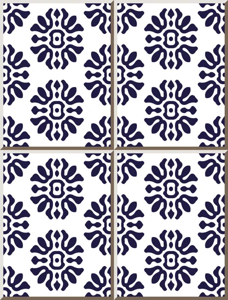 Ceramic Tile Pattern Spiral Curve Cross Flower Oriental Interior Floor — Stock Vector