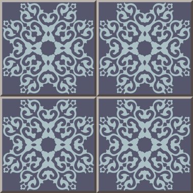 Seramik karo desen kare eğrisi çapraz retro kret çerçeve, oryantal iç döşeme duvar süsleme zarif şık tasarım