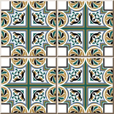 Seramik döşeme deseni yuvarlak kare sarmal eğri çapraz çiçek çerçeve, oryantal iç döşeme duvar süsleme zarif şık tasarım