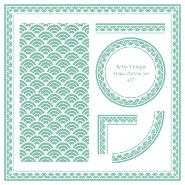 Vintage sınır Dikişsiz desen arka plan set yuvarlak eğrisi çapraz ölçek dalga, davet tebrik kartı veya Not şablonu tasarımı için ideal.