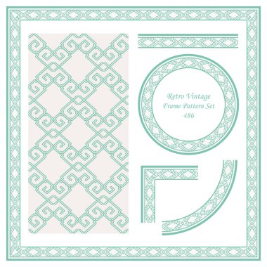 Vintage sınır Dikişsiz desen arka plan ayarlama onay kare çapraz çerçeve zinciri sarmal anahat, davet tebrik kartı veya Not şablonu tasarımı için ideal.