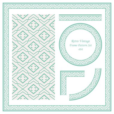 Vintage sınır Dikişsiz desen arka plan ayarlamak yıldız geometri chek sarmal çapraz çerçeve, davet tebrik kartı veya Not şablonu tasarımı için ideal.