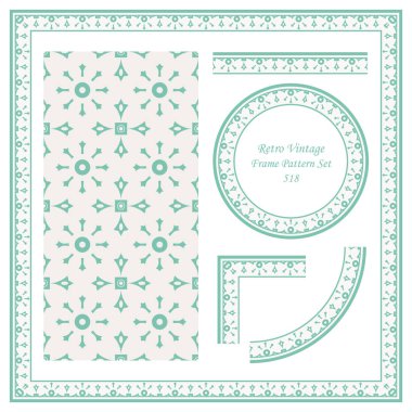Vintage sınır Dikişsiz desen arka plan yuvarlak ayarla çapraz kare çerçeve çiçek, davet tebrik kartı veya Not şablonu tasarımı için ideal.