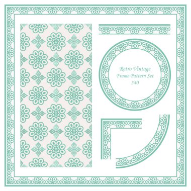 Eğri çapraz çerçeve çiçek, davet tebrik kartı veya Not şablonu tasarımı için ideal yuvarlak Vintage sınır Dikişsiz desen arka plan ayarlamak.