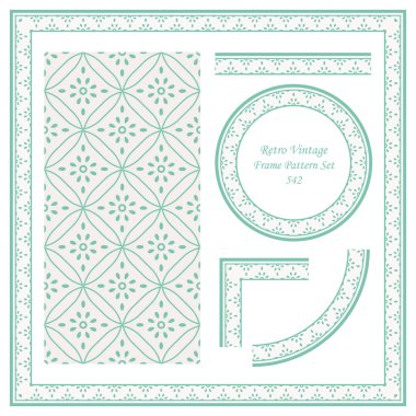 Vintage sınır Dikişsiz desen arka plan ayarlamak eğrisi çapraz yuvarlak çiçek onay çerçeve, davet tebrik kartı veya Not şablonu tasarımı için ideal.