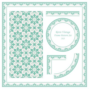 Vintage sınır Dikişsiz desen arka plan yuvarlak eğrisi yıldız çapraz çerçeve çiçek, davet tebrik kartı veya Not şablonu tasarımı için ideal ayarla.