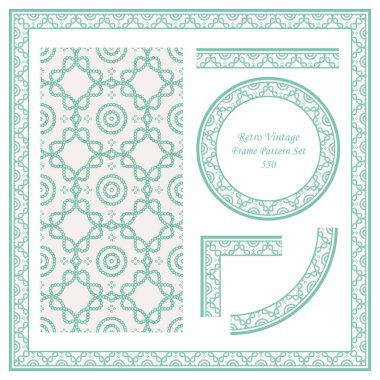 Vintage sınır Dikişsiz desen arka plan set yuvarlak nokta eğrisi çapraz kadraj, davet tebrik kartı veya Not şablonu tasarımı için ideal.