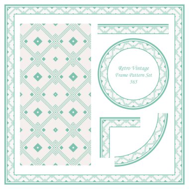 Vintage sınır Dikişsiz desen arka plan ayarlamak kare onay elmas çapraz nokta çizgi çerçeve geometrisi, davet tebrik kartı veya Not şablonu tasarımı için ideal.