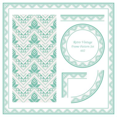 Vintage sınır Dikişsiz desen arka plan üçgen Aborijin çapraz nokta çizgi geometri çiçek, davet tebrik kartı veya Not şablonu tasarımı için ideal ayarla.