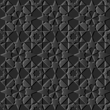 3D karanlık kağıt sanat İslam geometri çapraz desen sorunsuz arka plan, vektör şık dekorasyon desen arka plan web banner tebrik kartı tasarımı için