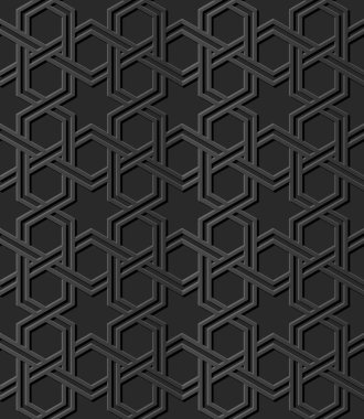 3D karanlık kağıt sanat İslam geometri çapraz desen sorunsuz arka plan, vektör şık dekorasyon desen arka plan web banner tebrik kartı tasarımı için