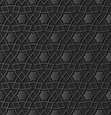3D karanlık kağıt sanat İslam geometri çapraz desen sorunsuz arka plan, vektör şık dekorasyon desen arka plan web banner tebrik kartı tasarımı için