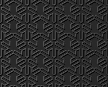 3D karanlık kağıt sanat İslam geometri çapraz desen sorunsuz arka plan, vektör şık dekorasyon desen arka plan web banner tebrik kartı tasarımı için